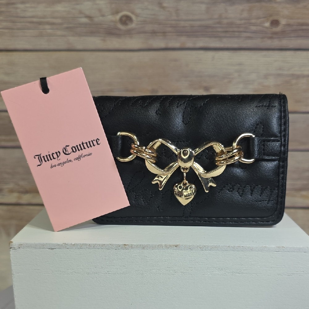 Juicy Couture Black Wallet with Gold Bow Charm